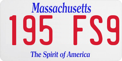 MA license plate 195FS9