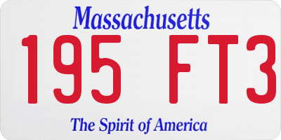 MA license plate 195FT3