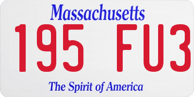 MA license plate 195FU3