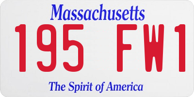 MA license plate 195FW1