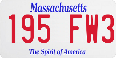 MA license plate 195FW3