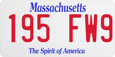 MA license plate 195FW9
