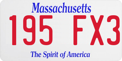 MA license plate 195FX3