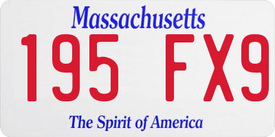 MA license plate 195FX9