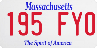 MA license plate 195FY0