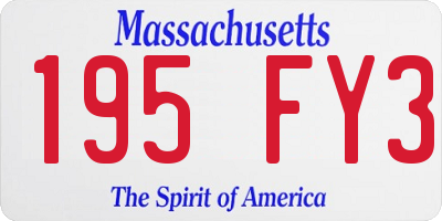 MA license plate 195FY3