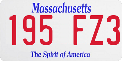 MA license plate 195FZ3