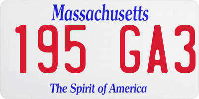 MA license plate 195GA3