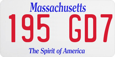 MA license plate 195GD7