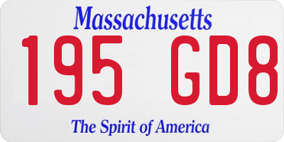 MA license plate 195GD8
