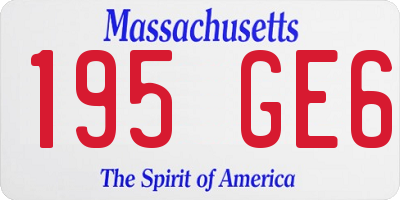 MA license plate 195GE6