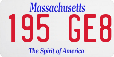 MA license plate 195GE8
