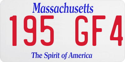 MA license plate 195GF4
