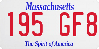 MA license plate 195GF8
