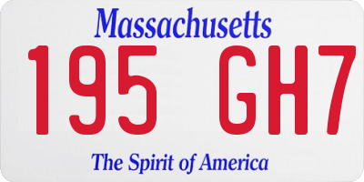 MA license plate 195GH7