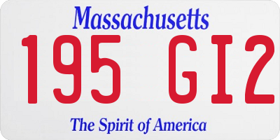 MA license plate 195GI2