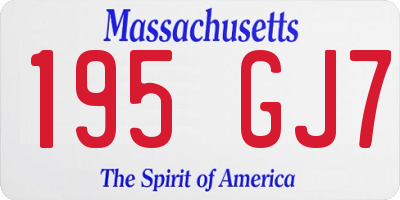 MA license plate 195GJ7