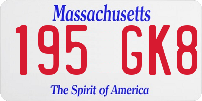 MA license plate 195GK8