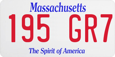 MA license plate 195GR7