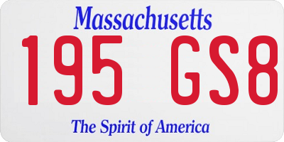 MA license plate 195GS8