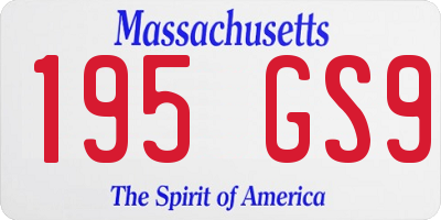 MA license plate 195GS9