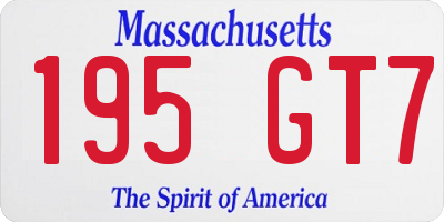 MA license plate 195GT7