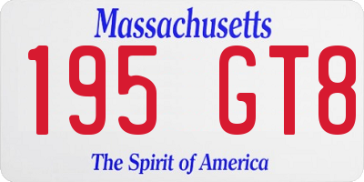 MA license plate 195GT8