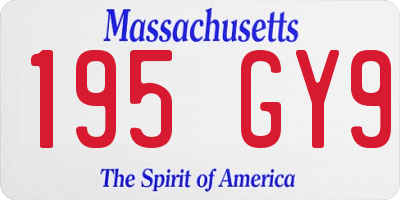 MA license plate 195GY9