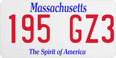 MA license plate 195GZ3