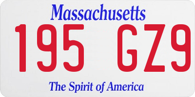 MA license plate 195GZ9