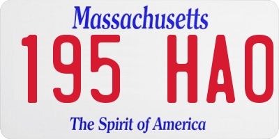 MA license plate 195HA0