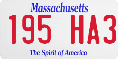 MA license plate 195HA3