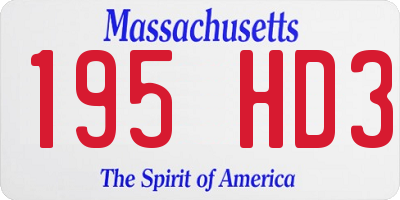 MA license plate 195HD3