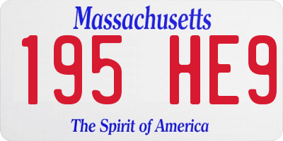 MA license plate 195HE9