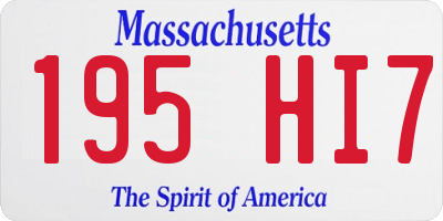 MA license plate 195HI7