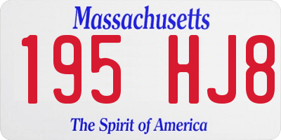 MA license plate 195HJ8