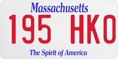MA license plate 195HK0