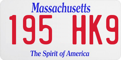 MA license plate 195HK9