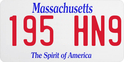 MA license plate 195HN9