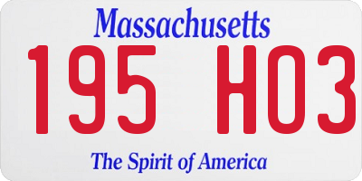 MA license plate 195HO3