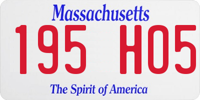 MA license plate 195HO5