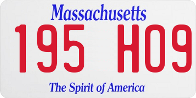 MA license plate 195HO9