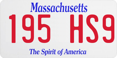 MA license plate 195HS9