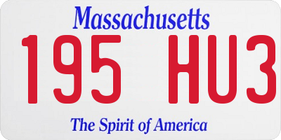 MA license plate 195HU3