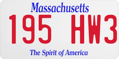 MA license plate 195HW3