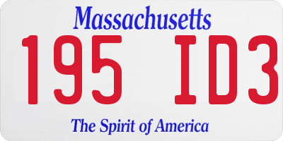 MA license plate 195ID3
