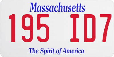 MA license plate 195ID7