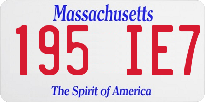 MA license plate 195IE7