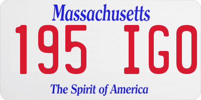 MA license plate 195IG0