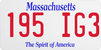 MA license plate 195IG3